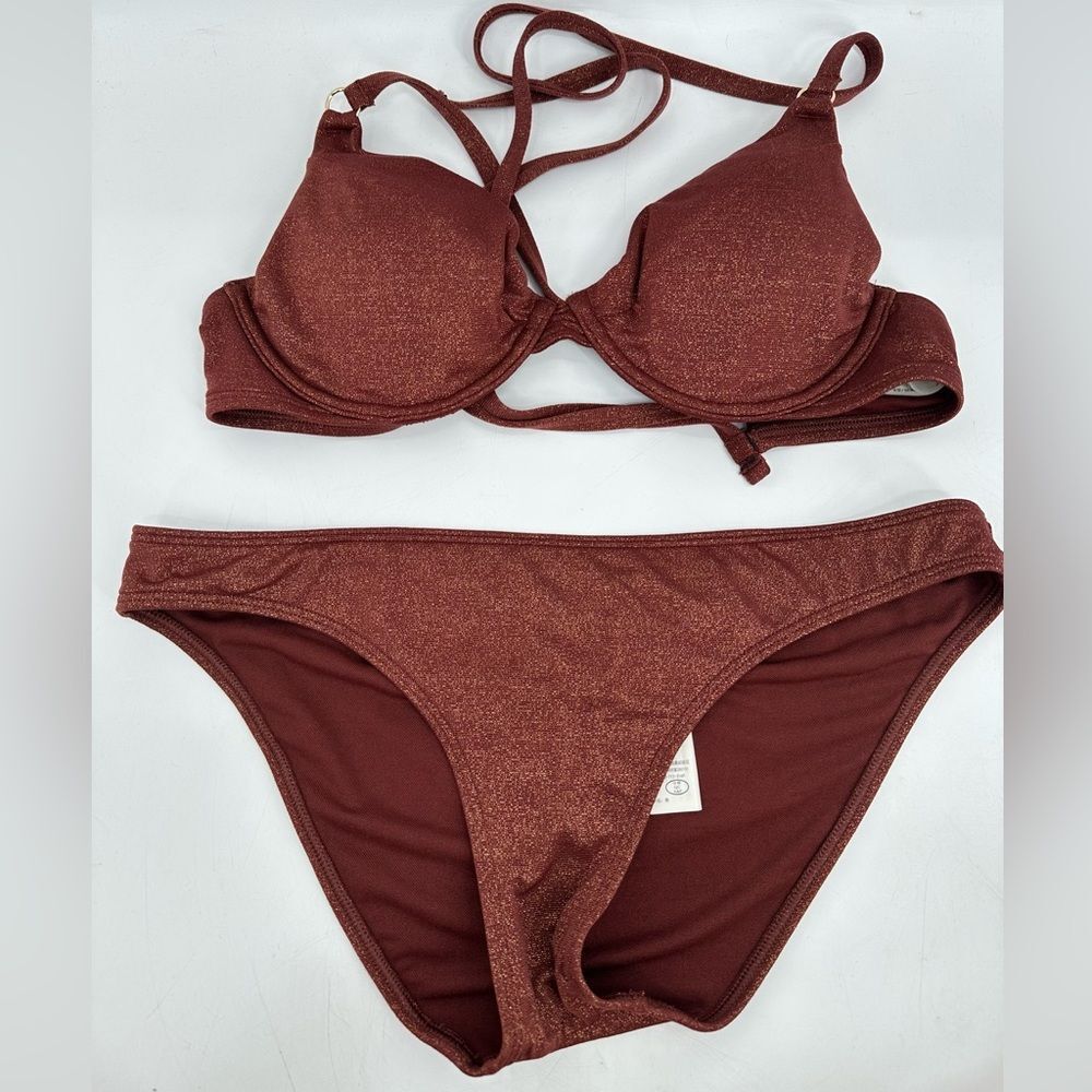 Hollister Shimmer Shine Plunge Underwire Bikini Set Size Small & Medium